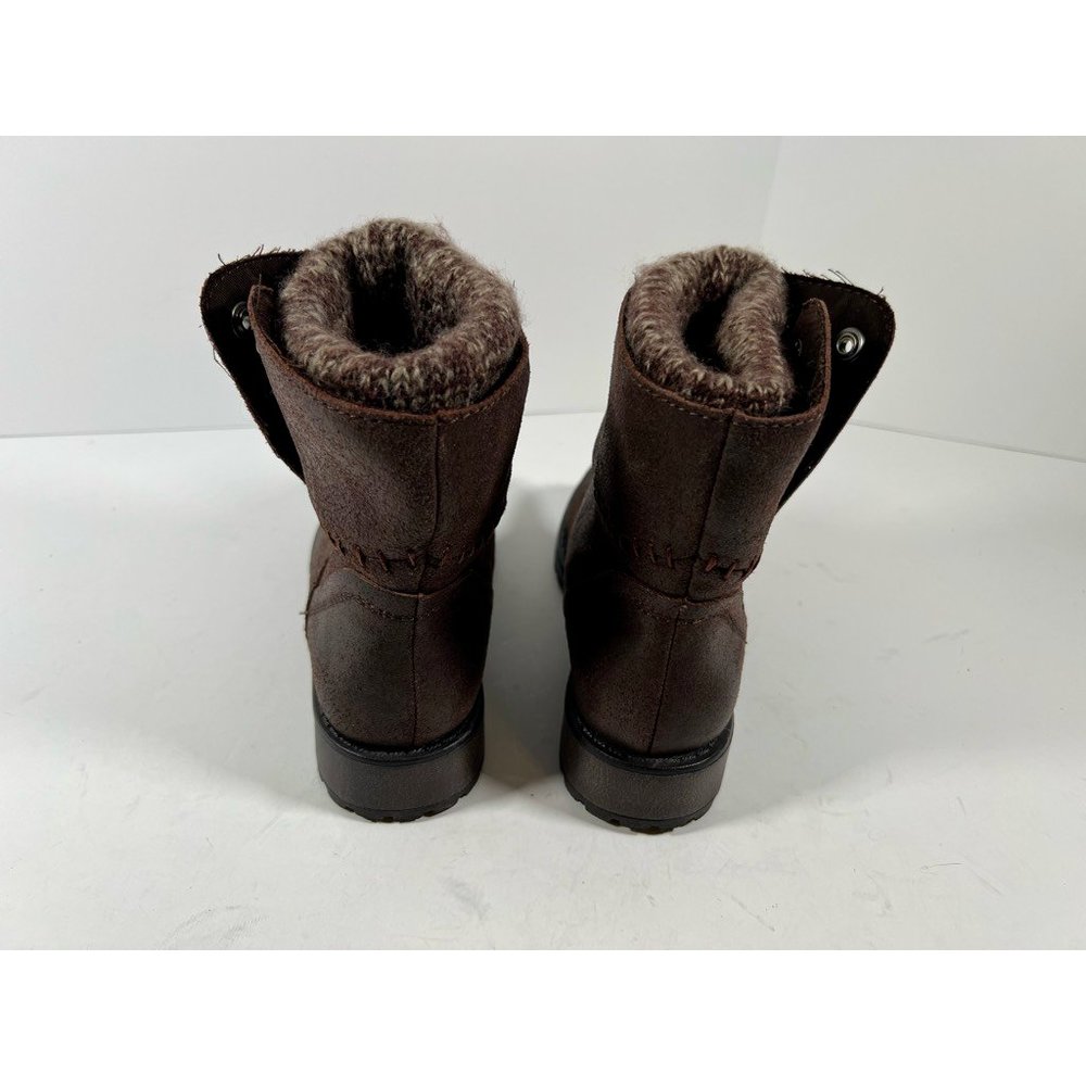 Nine West Womens Rockedgd Ankle Boots Booties Brown Leather Flat Heel Snap 5 - Picture 3 of 8